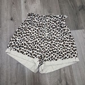Topshop Cotton Blend Leopard Print Shorts